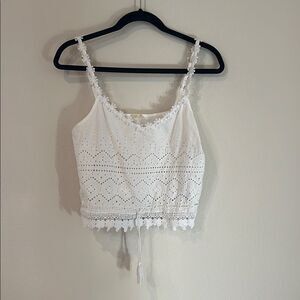 White Lace Cropped Tank Top